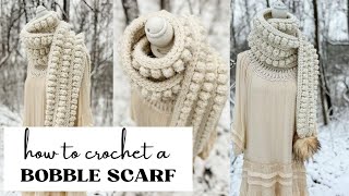 CROCHET PATTERN TUTORIAL How To Make A Super Chunky Bobble Scarf Full Pattern Tutorial [upl. by Jangro]