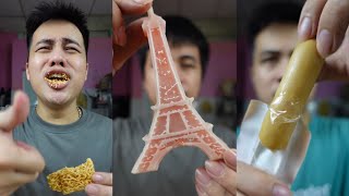 Lần đầu thử kẹo sáp tháp Eiffel xúc xích ngô và cái kết [upl. by Noxin]