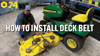 How to Install Deck Belt on John Deere Mower [upl. by Hildick300]