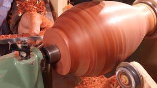 Woodturning  Padauk and Maple Segmented Urn [upl. by Liman]