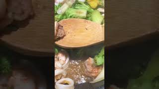 Stirred fried seafood with vegetables shorts asianfood cooking seafood [upl. by Leamsi]