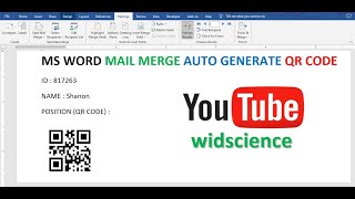 MS Word MailMerge Auto Generate QR Code [upl. by Helaina]