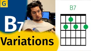 B7 Chord on acoustic guitar  EASY guitar chords with variations movable shape [upl. by Yddur191]
