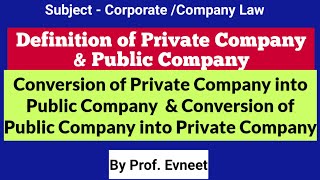 Private Company amp Public Company  Conversion of Private Company into Public Company amp Vice  Versa [upl. by Noicnecsa]