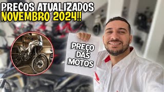 PREÇO DAS MOTOS HONDA 2024 ATUALIZADO XRE 300 CB 300F Twister CG 160 Honda Biz Novembro [upl. by Lacombe]