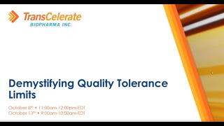 Demystifying Quality Tolerance Limits Webinar [upl. by Natsrik767]