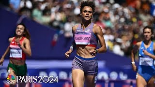 Sydney McLaughlinLevrone eases into 400m hurdle semis in first Paris Olympics run  NBC Sports [upl. by Ima]