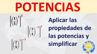 POTENCIACIÓN con FRACCIONES y Simplificación  Fracciones con doble exponente  Juliana la Profe [upl. by Anez352]