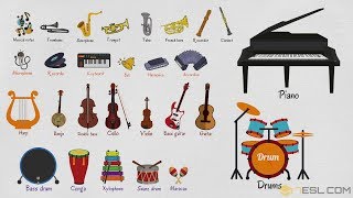 List of Musical Instruments  Learn Musical Instruments Names in English [upl. by Keane]