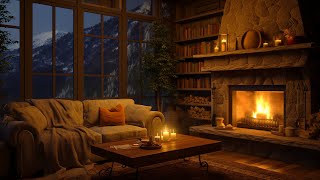 Cozy Cabin Ambience with Gentle Night Rain 💧 Rain amp Fireplace Sounds for Relax Study amp Work 📕 [upl. by Eirellav477]