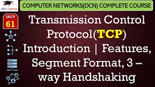 L61 Transmission Control ProtocolTCP Introduction  Features Segment Format 3 – way Handshaking [upl. by Virnelli]