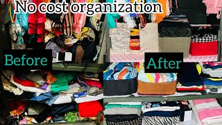 Small cupboard organization  No cost organisers  एक almirah में सबके कपड़े😮 [upl. by Aniar]