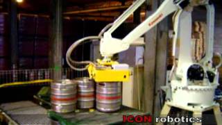 Palletizing amp Depalletizing Kegs by ICON robotics [upl. by Einnij]