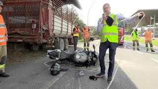 VU Unfall in Lauterach Motorradlenker 27 verletzt Feuerwehr Lauterach [upl. by Kutchins389]