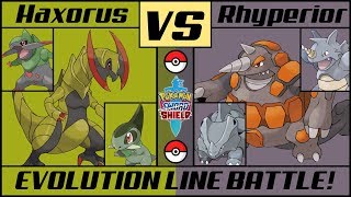 HAXORUS vs RHYPERIOR  Evolution Line Battle Pokémon SwordShield [upl. by Fabe]