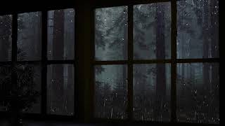 Rain On Window with Thunder Sounds  Rain in Forest at Night  10 Hours [upl. by Sehcaep]