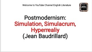 Postmodernism Simulation Simulacrum Hyperreality  Jean Baudrillard as postmodernist UrduHindi [upl. by Yllib]