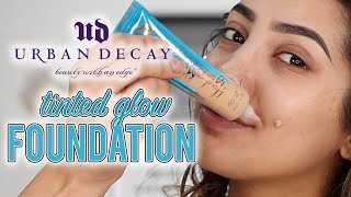 NEW URBAN DECAY HYDROMANIAC TINTED GLOW FOUNDATION REVIEW amp WEAR TEST  AnchalMUA [upl. by Squires140]