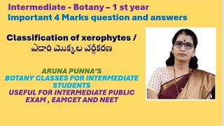 Intermediate 1st year BOTANY  xerophytes classification By Aruna Punna [upl. by Malcolm]