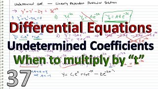 Differential Equations  37  Undetermined Coefficients with Linearly Dependent Particular Solution [upl. by Harrison779]