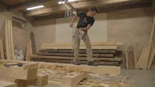 French carpenter Mourad Manesse hewing axe skills [upl. by Perla]