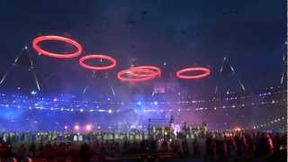 London 2012 Olympic Games Opening Ceremony Pandemonium  the rings are formed [upl. by Llehsor]