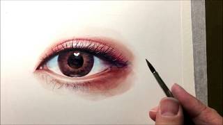 Watercolor painting of Attractive eye 눈 그리기 눈 수채화 채색 [upl. by Bezanson]