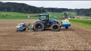 Zuckerrübensaat 🇨🇭 mit Lohnunternehmer Ryser mit einem New Holland T7270 [upl. by Sandstrom]