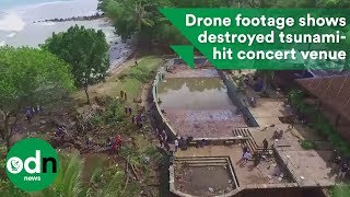 Drone footage shows destroyed tsunamihit concert venue [upl. by Nuahsar]