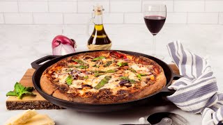 How To Make the Perfect Pizza in Your Cast Iron Pizza Pan  Cuisinel Cast Iron Recipe [upl. by Aipotu893]