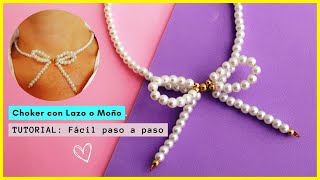 💖 Collar Choker de Perlas con Lazo 🎀 Moño  Tutorial Fácil Paso a Paso chokernecklace [upl. by Anthea]