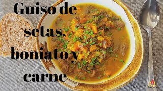 Estofado de carne de ternera con boniato y setas [upl. by Cristy]