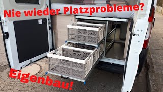 Eigenbau Vollauszug für Heckgarage im Kastenwagen Pössl Summit 600 Regalsystem für Wohnmobil bauen [upl. by Iznyl]