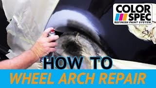 How to Weld in wheel arch rust repair panel 9907 Ford f250 part 4 primer time [upl. by Dunning]