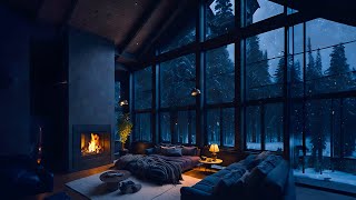 Cozy Winter Jazz in a Warm Inviting Room  Relax and Unwind with a Scenic Snowy Forest View [upl. by Ecilegna]