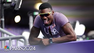 Fred Kerley shows patience while coasting into mens 100m semifinal  Paris Olympics  NBC Sports [upl. by Eelyrag687]