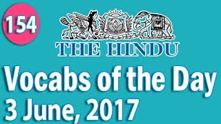 Daily The Hindu Vocabulary 3 June 2017  Learn 10 New Words with Tricks  Day154 [upl. by Fiden]