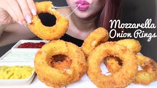 ASMR BEST MOZZARELLA ONION RINGS  RECIPE  EATING SOUNDS No Talking [upl. by Atelokin]