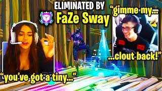 FaZe SWAY GETS REVENGE on 1 GIRL PRO in ZONE WARS Fortnite [upl. by Enilraep]