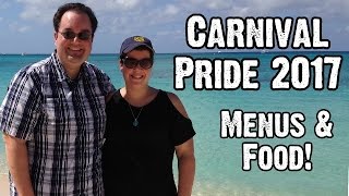 Carnival Pride Dinner Menus amp Food  7Day Caribbean Cruise Itinerary  American Table  ParoDeeJay [upl. by Nanek733]