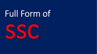 SSC full form  Full form of SSC in Education [upl. by Initirb]