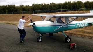 Hand Propping a Cessna 150 DONT TRY THIS AT HOME [upl. by Silberman]