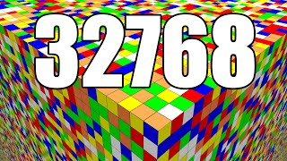 Large Scale Rubiks Cube Simulation  Solving 32768 Layers [upl. by Nairadas693]