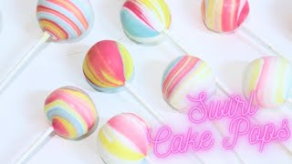 How to make RAINBOW SWIRL CAKE POPS step by step FULL TUTORIAL [upl. by Euf451]