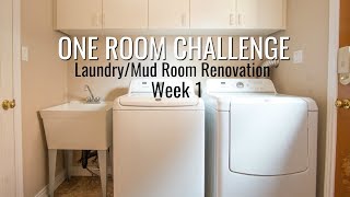 LaundryMudroom Home Renovation  One Room Challenge Week 1  Before  Design Inspiration [upl. by Kciwdahc380]