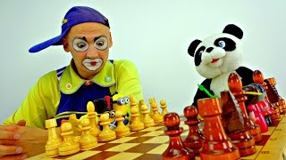 Clown Andrew and a toy Panda play checkers [upl. by Chrissy872]