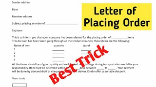 letter of order class 10 term 2  Placing Order letter  letter of placing Order trick  class 11 [upl. by Crotty]