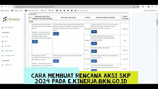 CARA MEMBUAT RENCANA AKSI SKP 2024 PADA EKINERJA BKN [upl. by Adnilg]