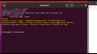 failed to start ldap attempting debug start to determine error  bind 7 failed errno99  zimbra [upl. by Ondrej390]