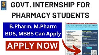 Govt Internship opportunity for Pharmacy Students  Internship in Pharmacovigilance at IPC [upl. by Adraynek]